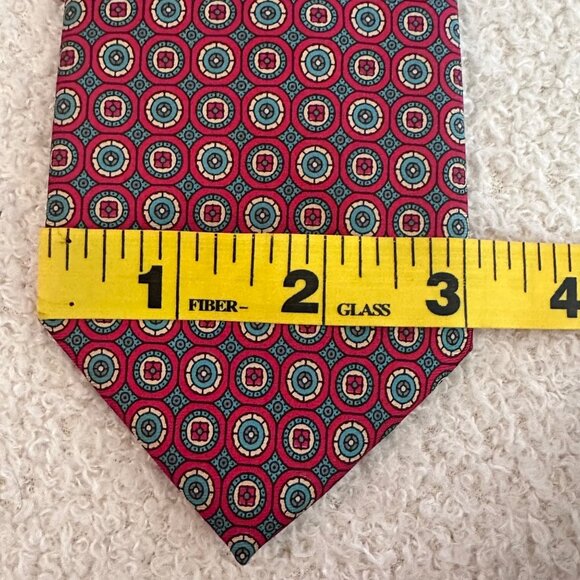 Wembley Silks Mens Burgundy Circle Geometric Patterned Tie Classic Luxury - Picture 6 of 7